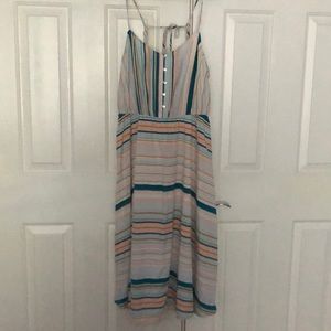 LC Lauren Conrad Teal Aqua Striped Dress